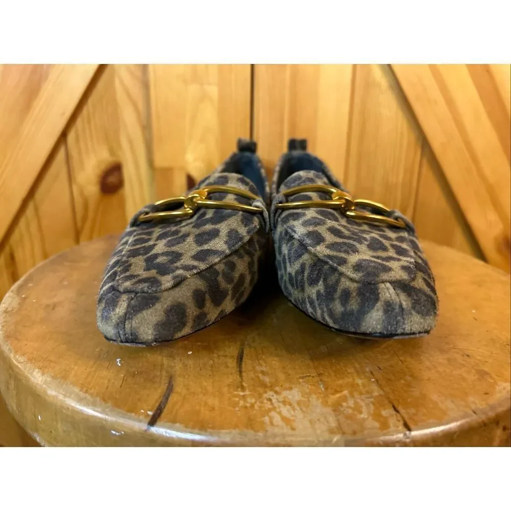 Veronica Beard Champlain Suede Chain Leopard Loafers Size 8M